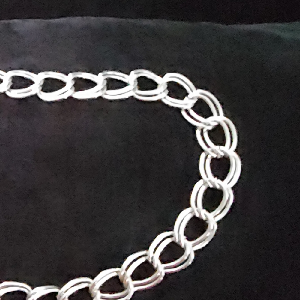 Silvertone Double Link Necklace - image 4